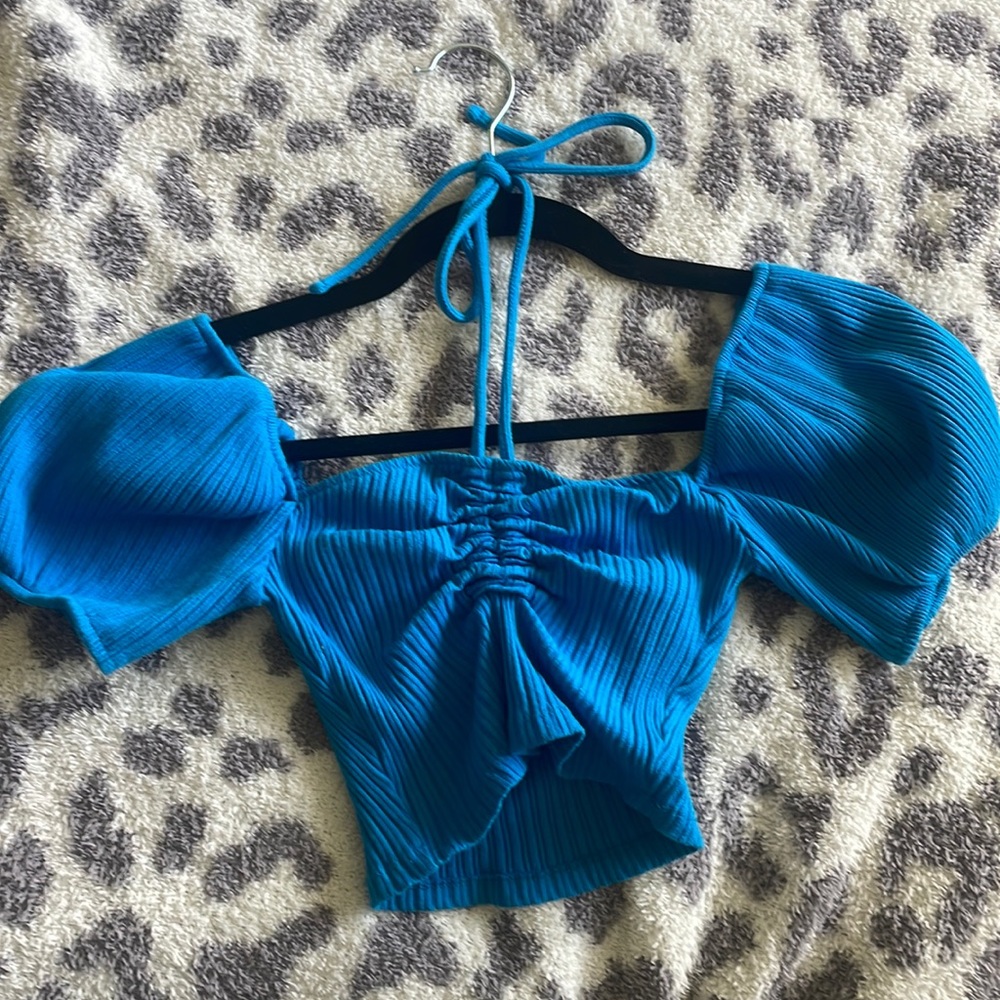 Zara Ribbed Top, Fluffy Sleeves